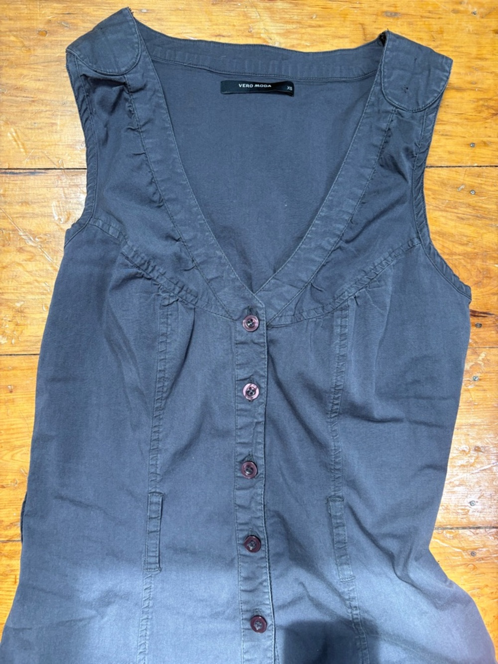 Vero Moda Charcoal Gray Sleeveless Ruffle Mini Dress - Picture 4 of 4